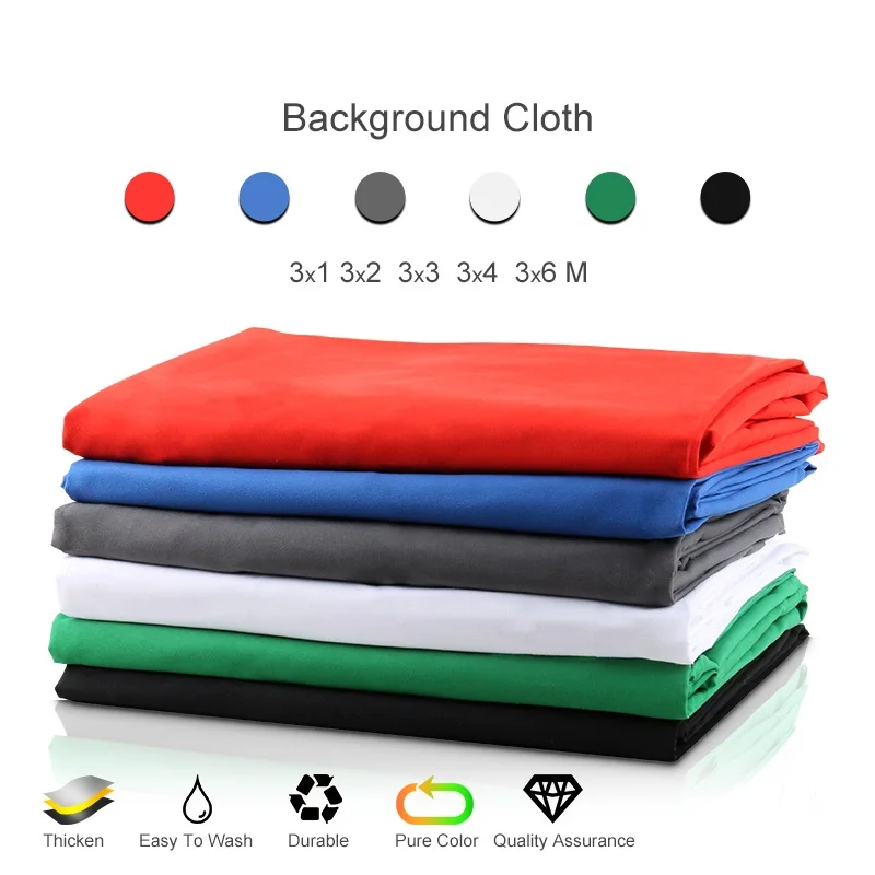 3X1/2/3/4/6M Photography Backdrops Polyester Cotton Photo Studio Backdrop Green Screen Chromakey Photo Shoot Background 6 Colors
