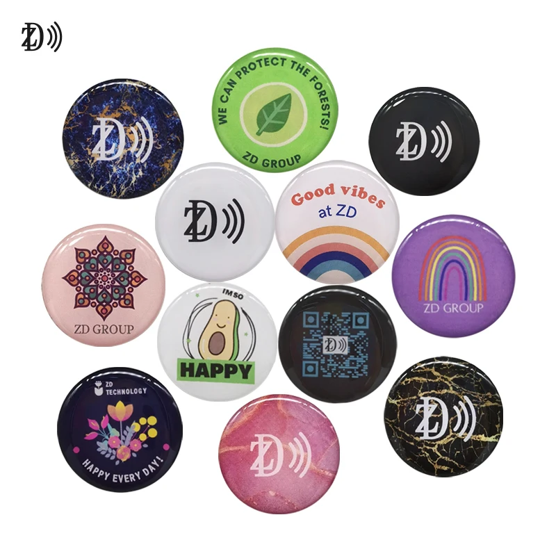 Waterproof  Customized RFID Label NFC NTAG 213/215 Social Media Sharing Tag  Epoxy RFID 13.56mhz Sticker