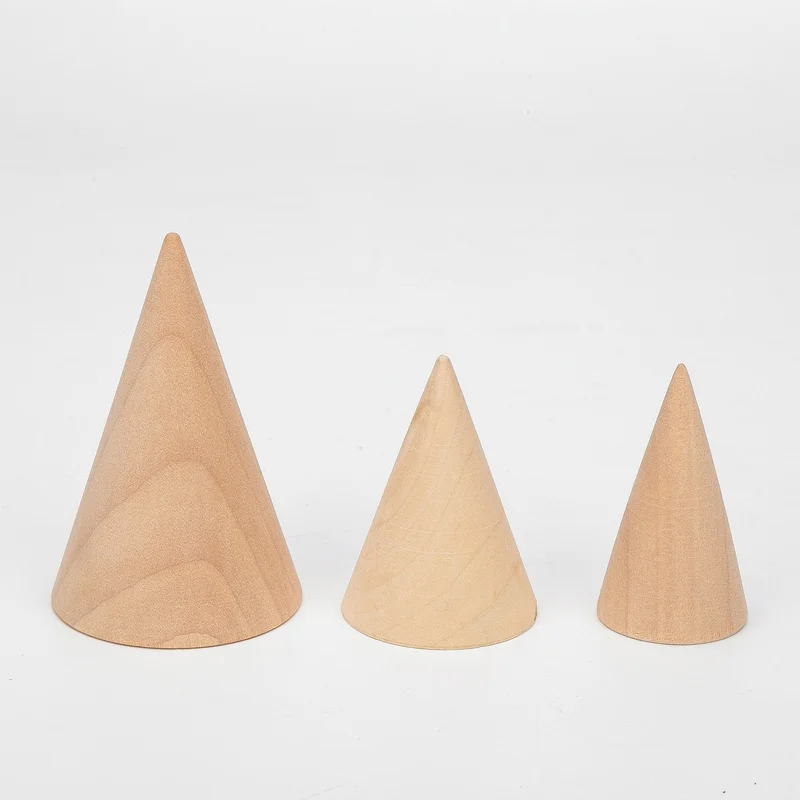 2022 Luxury store showcase Factory Customized Wood Jewelry Rings bracelet Display Stand of Cone Design