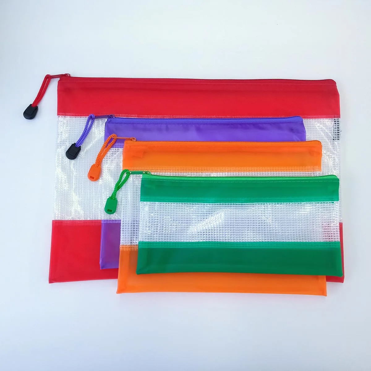 Kuoda wholesale  Transparent pvc mesh pencil case a4 zip lock document bag file  office school supplies stationery bag