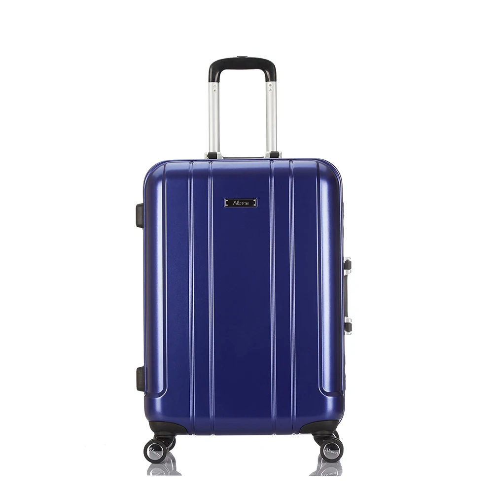 vintage trolley bags with 4 wheels Aluminum Frame durable plastic hard blue pilot suitcases luggage
