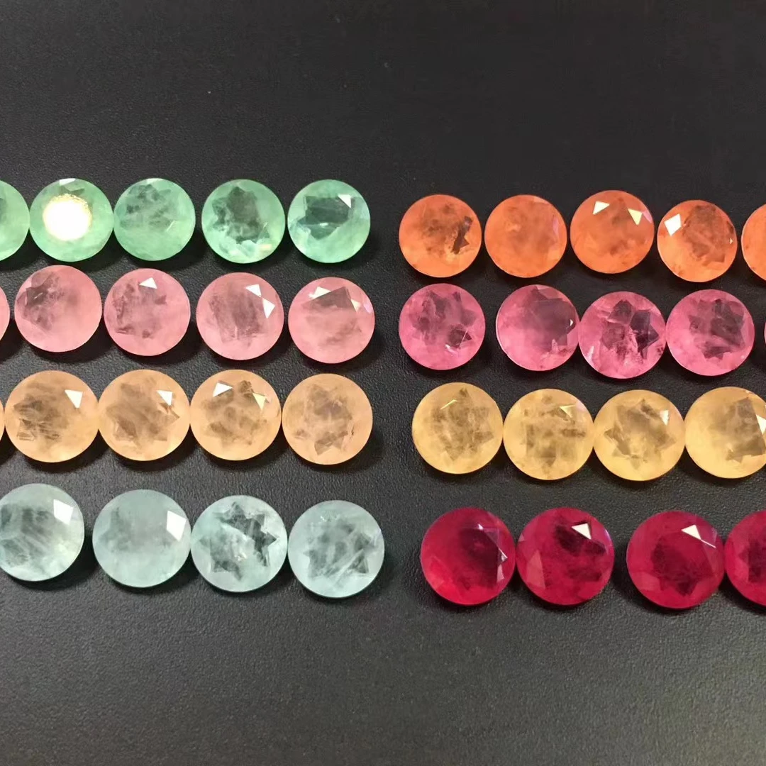 YZ Factory Price Tourmaline crystal Fusion Gemstone Round shape Brilliant faceted cut colorful Quartz Fusion Stone