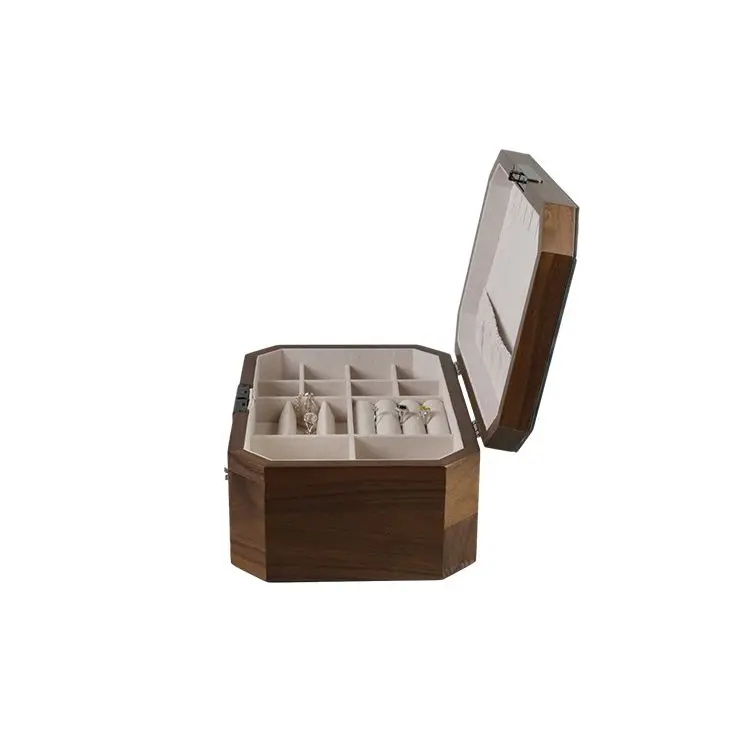 DS Customized Wooden Jewelry Box Luxury Wood Storage Case with Fingerprint Lock