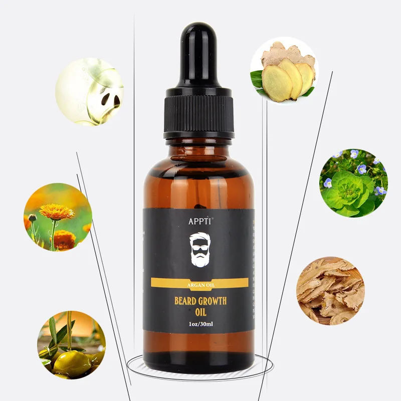Hot Sell Simple Design Natural Herbal Extracts 30ml Beard Growth Oil For Men Beard Care Daily Use