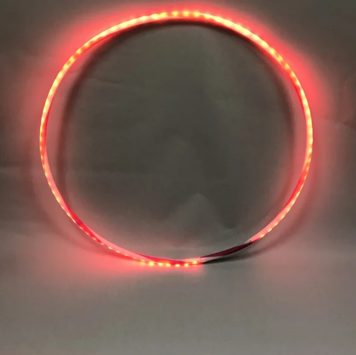 90CM Cheap Gymnastic Soft Plastic Pvc Multi-color Led Strip Hula Ring/Flashing Folding Adjustable Light Up Hoops For Kids Adults