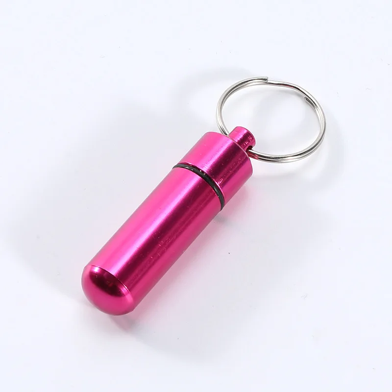 Aluminum Keychain Pill Holder Medicine Container with Key Ring Making It a Travel Pill Box Case