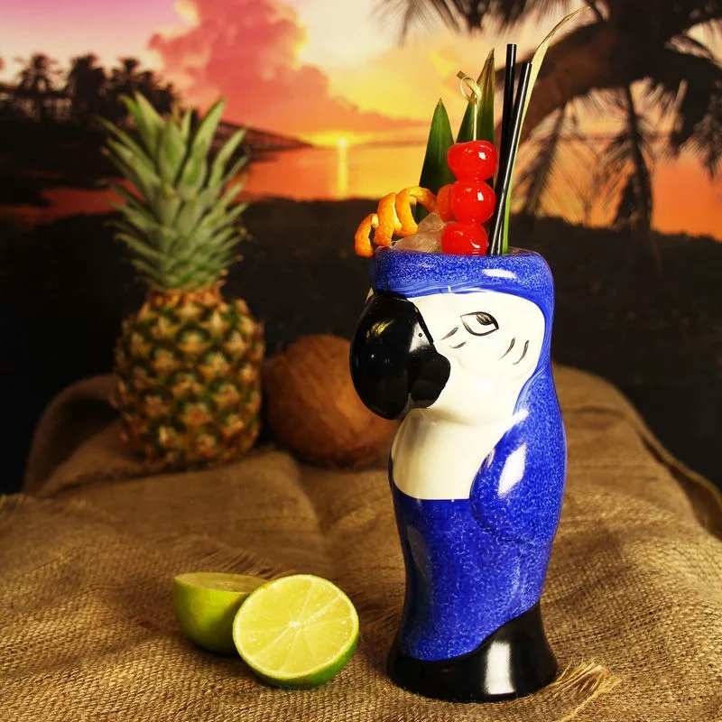Creative Design Parrot Hawaii Tiki Mugs Cocktail Cup Beer Beverage Mug Wine Mug Ceramic Easter Islander Tiki Mug Bar Tools