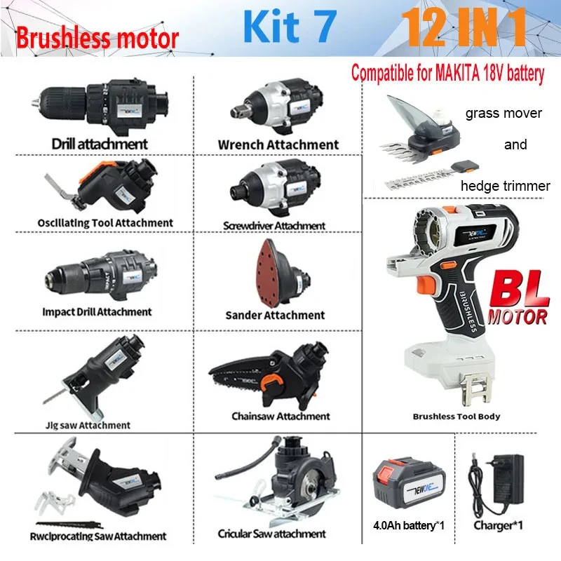 Hot Sale OEM 20V 12-in-1 Electric Cordless Power Set Multi-Function Rechargeable Lithium Battery 12-in-1 Combination Hard Case