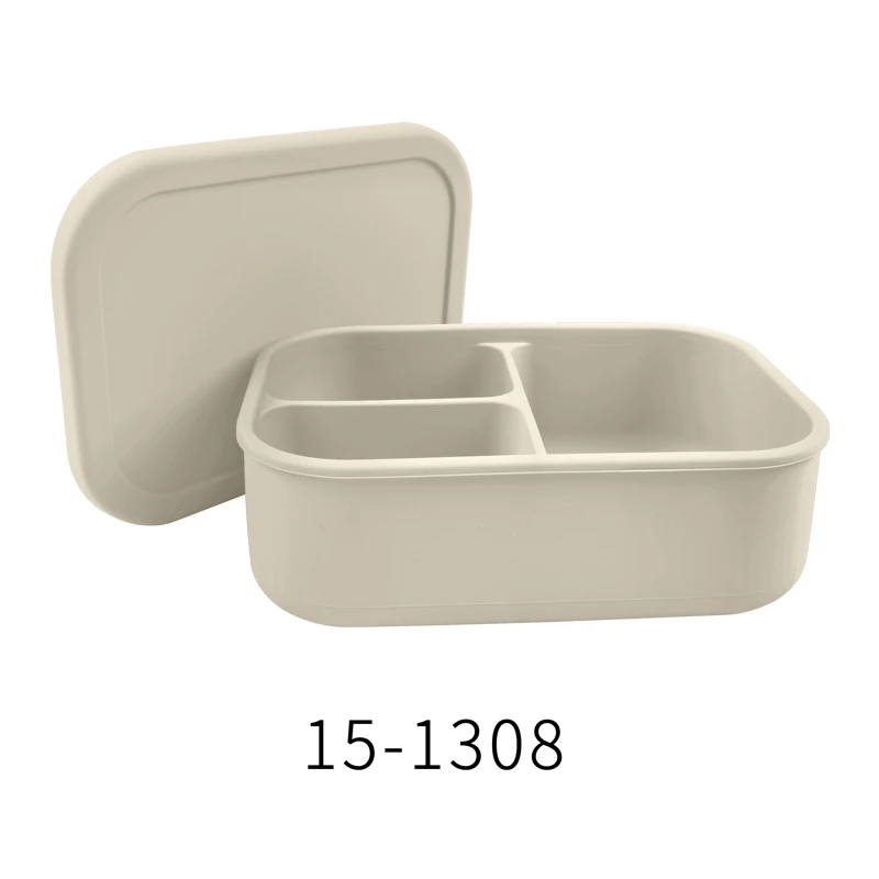 amazon hot selling Food Grade silicone lunch box Portable Kids Bento Box Silicone Food Storage Container with  3 Compartment