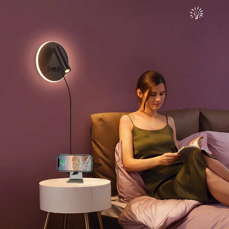 LED Wall Light Backlight Rotating Adjustable Spotlight for Hotel Study Reading Bedroom Bedside Lamp Spot Lights