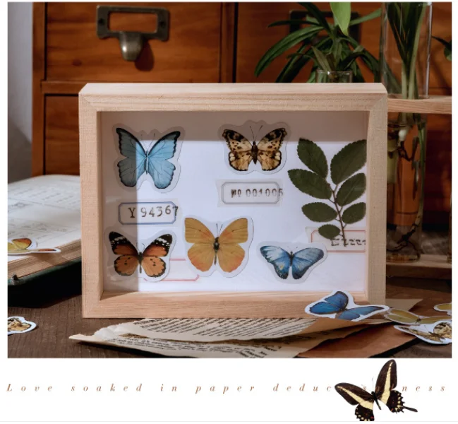 46pcs/1pack Kawaii Stationery Stickers A brief history of butterflie  Decorative Mobile Stickers Scrapbooking DIY Craft Stickers