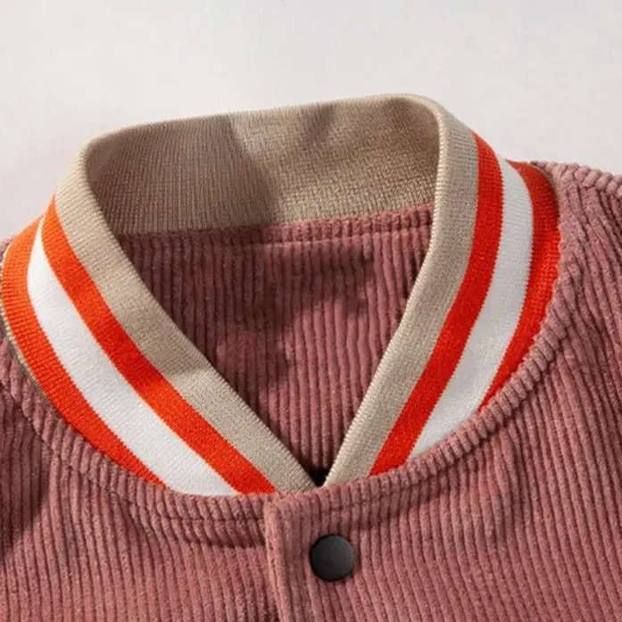 Manufacturers Custom Fashion Streetwear Baseball Jacket Button Up Front Thick Corduroy Winter Bomber Jacket