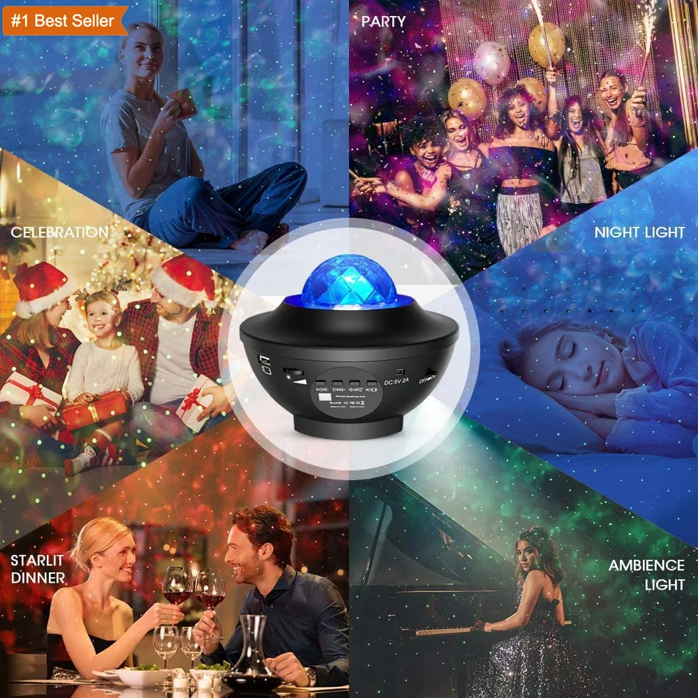 Jumon Laser Star Projector Bt Music Speaker Projector With Remote Control Smart Star Led Night Starry Projector Light