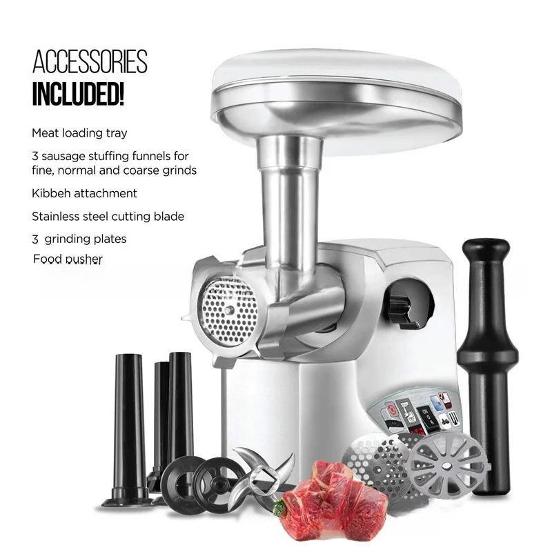 Heavy Powerful 100% copper motor electric meat grinder with juicer and home sausage meat mincer slicer optional