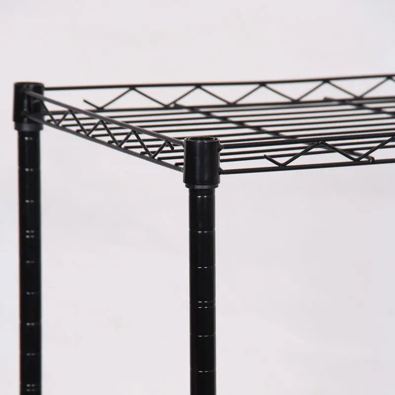 Garage Kitchen Black Wire Shelving Shelf Rack 4 Tier Heavy-Duty Adjustable Wire Shelving Storage Unit Metal Storage Rack