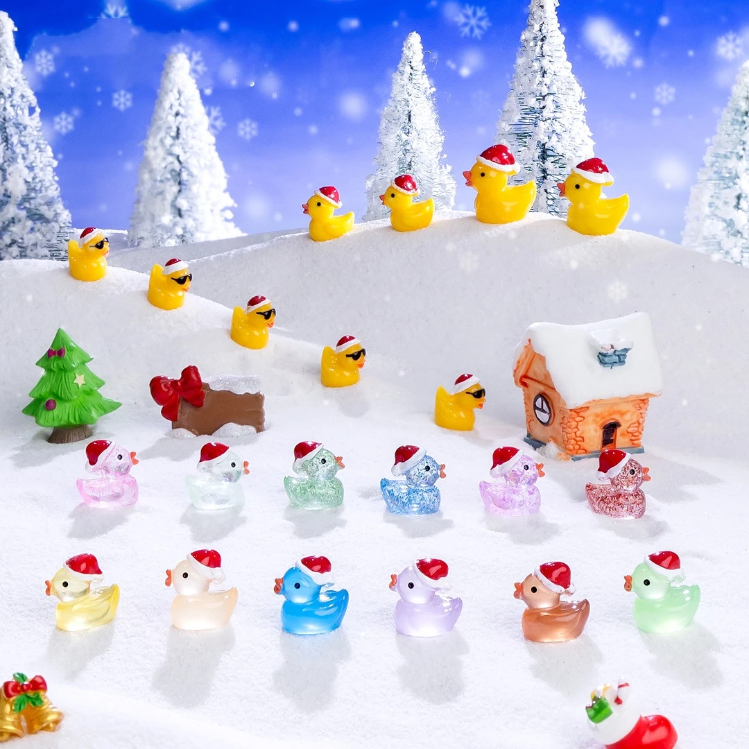 Новые продукты креативный светящийся орнамент для микро пейзажей смола Рождественская мини-желтая утка