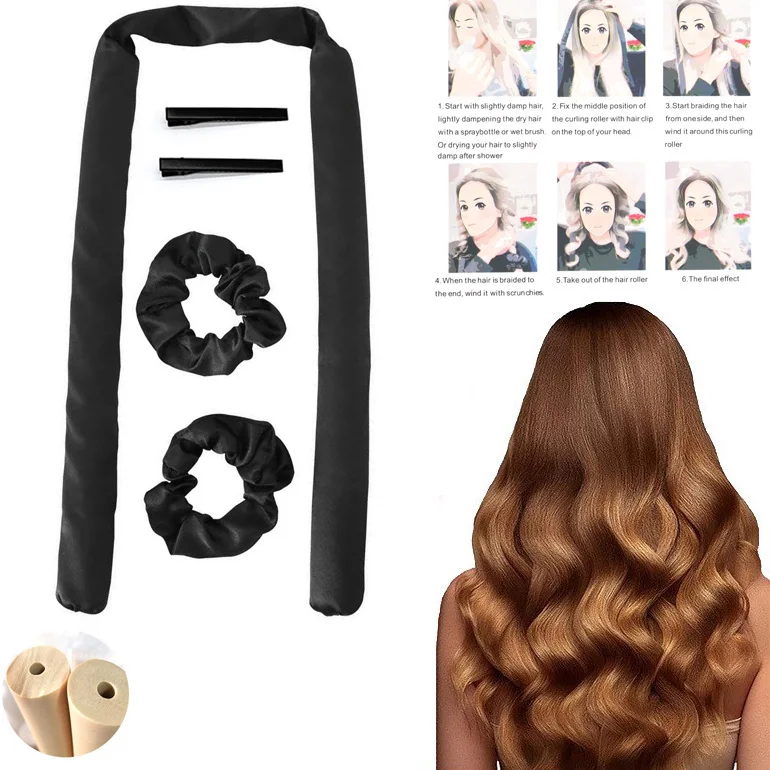 Heatless Curling Rod Headband wholesale Portable Magic No Heat Hair Ribbon Curler Rollers Silk Heatless Hair Curler