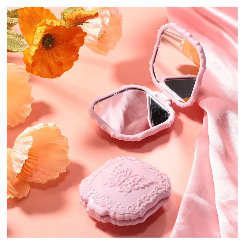 LMLTOP Pink Portable Cheap Hand Makeup Mirror Wholesale Custom Logo Cosmetic Hand Held Mini Portable Pocket Mirror SY732