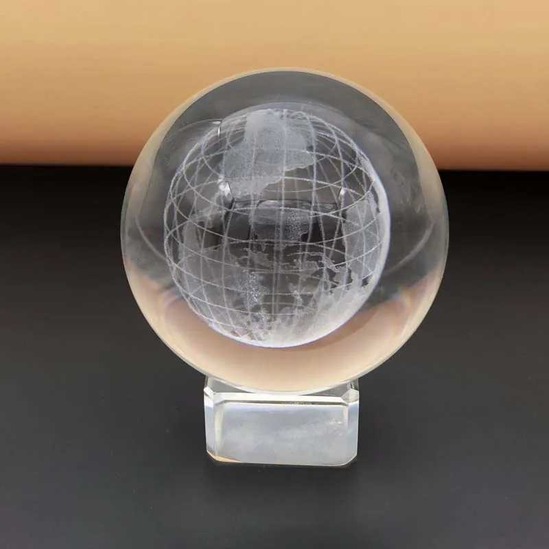 3d laser engraving logo manufacturing Chinese Feng Shui crystal ball with base in various sizes and colors
