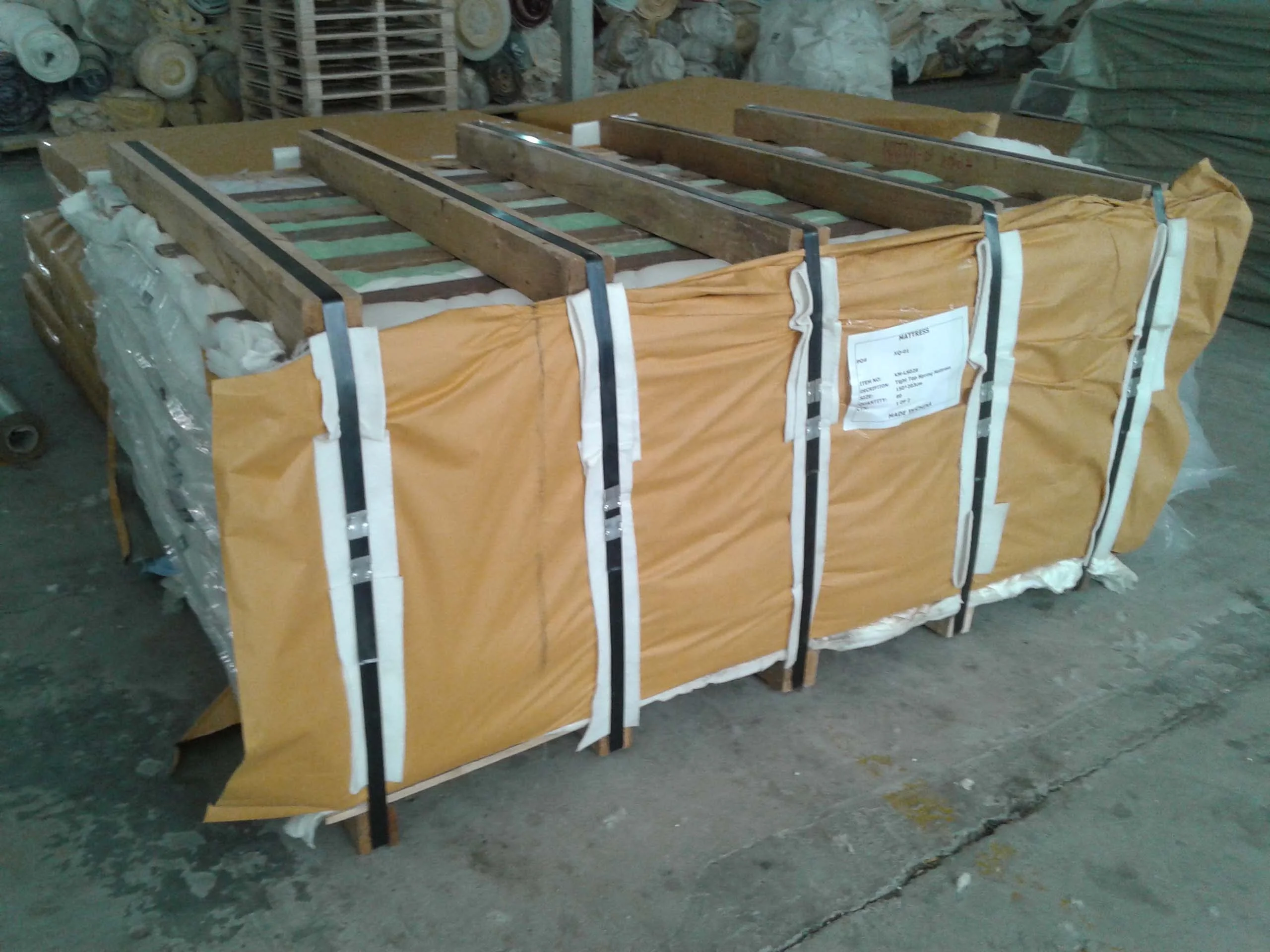 12 inch luxury double pillow top continuous spring mattress vacuum compress on pallet cheap price wholesale KANEMAN