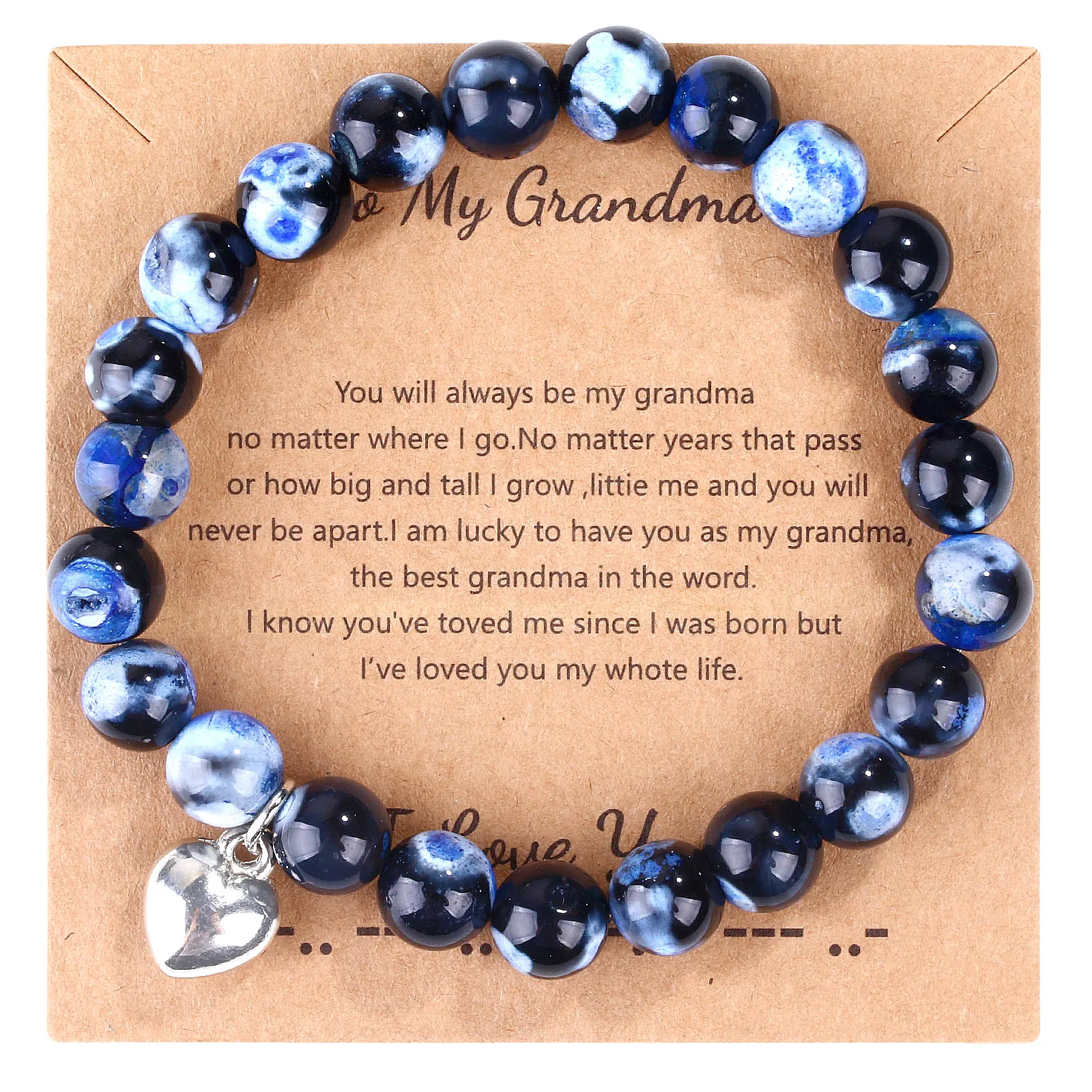 To My Mom Inspirational Beaded Bracelet With Wish Card Love Heart Pendant Relax Anxiety Bracelet Jewelry Gift