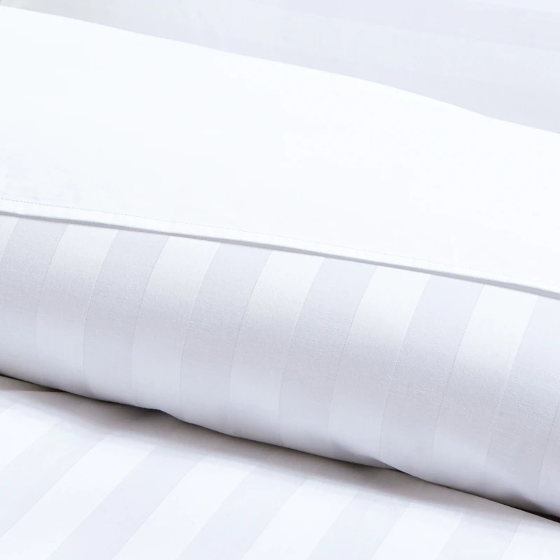 Hotel Supply Bed Sheet Set 100% Cotton Bedding Satin Stripe Bed Sheet Fitted Sheet for Hotel Linen