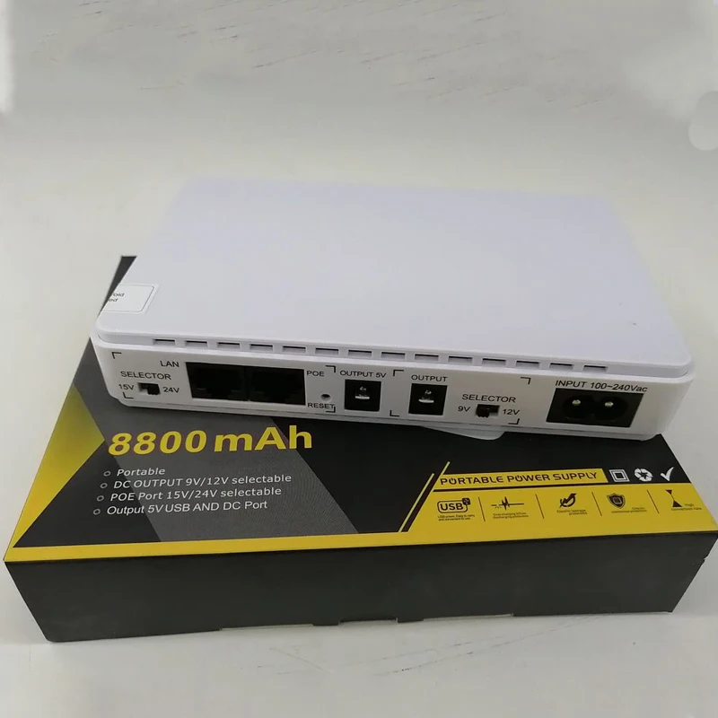 Mini UPS Backup 5v 9v 12v DC 15v 24v POE 431P 8800mah Uninterrupted Power Supply UPS for home use