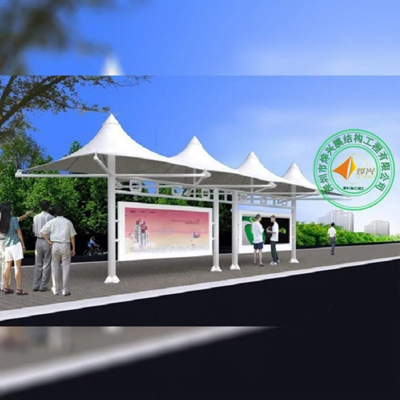 Стенд для автобусной станции, Натяжная пленка, Солнцезащитный зонт, мембранная конструкция, навес, поставщик мембранной конструкции, палатка