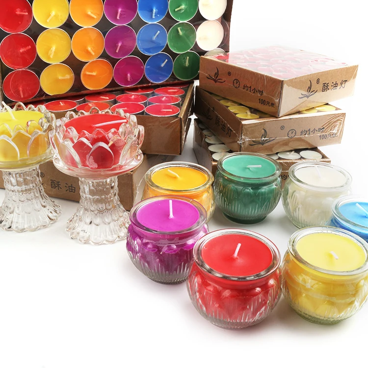 Colorful prayer lantern tea lamp butter lamp lotus butter Buddha candle offering