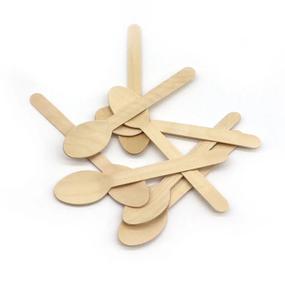 160mm Hump Disposable Display China Wholesale Supplier Disposable Tableware Birch Wood Spoon