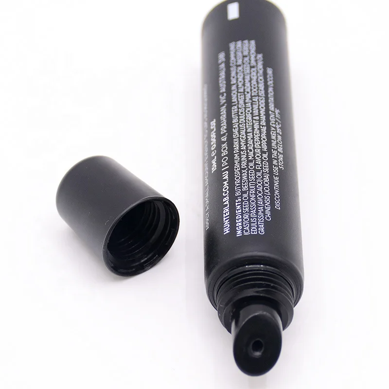 Lip Balm Container Hot Sale Plastic Cosmetic Black Matte Round 15ml Lip Care Round Cap OEM & ODM Aluminum&pe Adjusted ST-03-19
