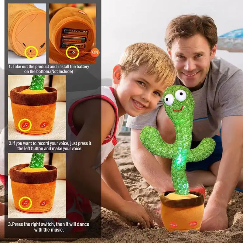 Electric Cactus Toy  Dancing Cactus 120 Songs Singing Talking Record Repeating What You say dancing cactus toy record and repeat