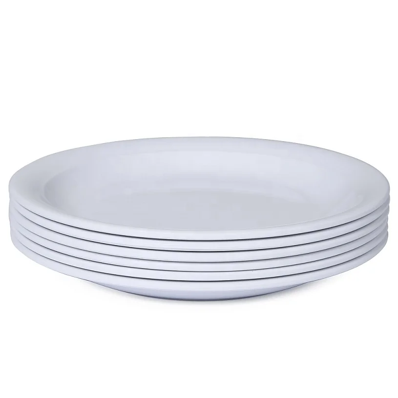 Wholesale Custom Dinnerware Unbreakable White Round Dishes Sets 100% Melamine Deep Soup Plates