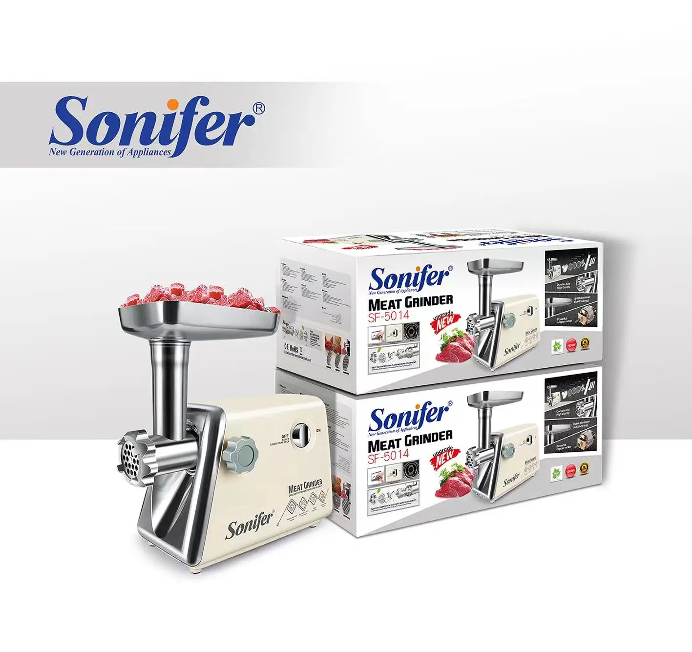 Sonifer SF-5014 manufacturer household 1500w power motor automatic mincer electric meat grinder machine