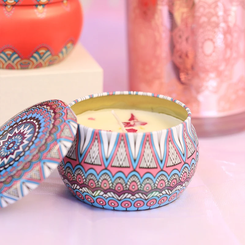 Soy wax candle with luxury candle jars new pattern tin candles luxury