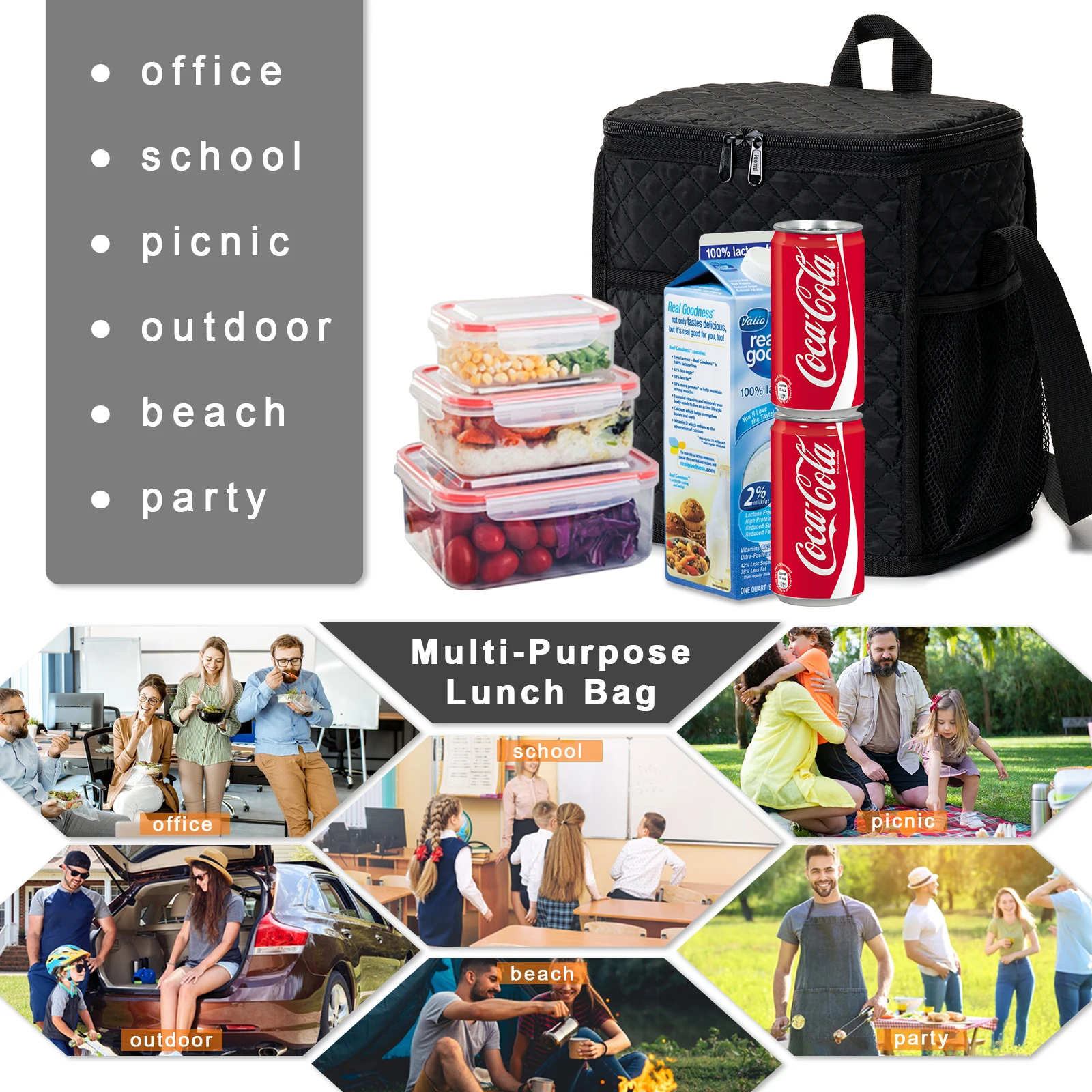 Eco Friendly Thermostat Outdoors Picnic Insulated Thermal Lunch Polyester Lunch Cooler Bag