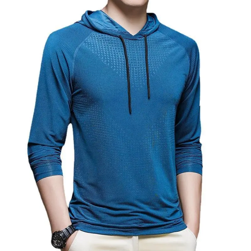 long sleeve gym hooded t-shirts workout men clothing quick dry long sleeve t-shirts hoodie