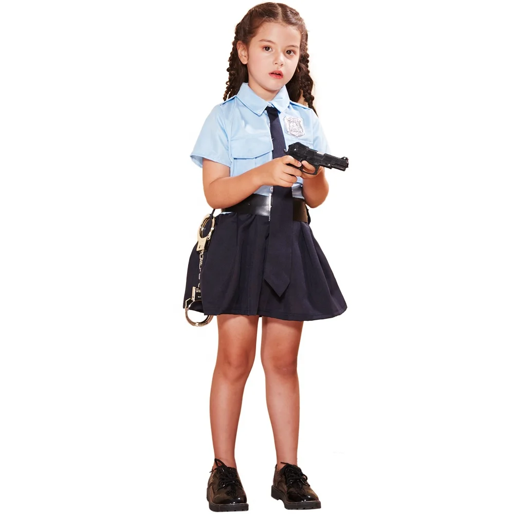 Cute Halloween costume for girls kids police women cosplay uniform naughty cop fancy dress festival clothing
