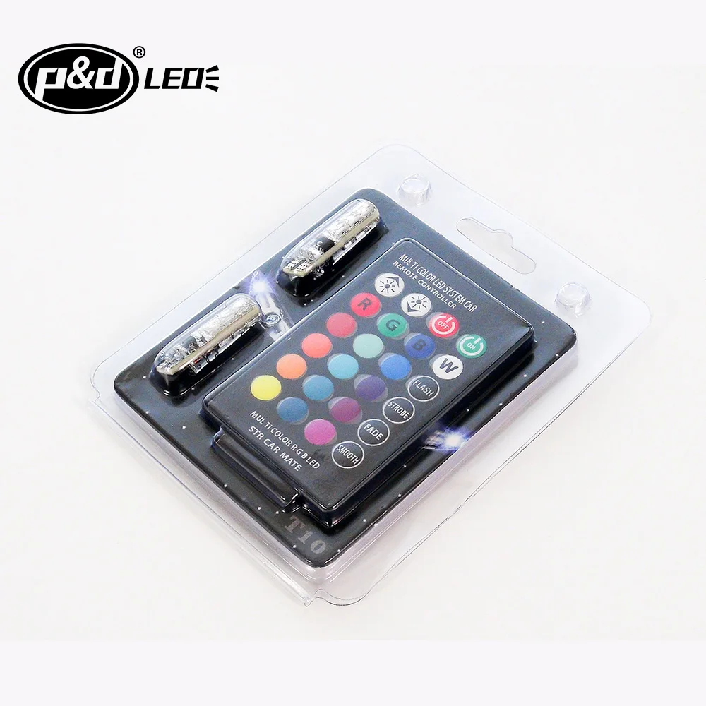 New RGB with remote control T10-6smd 5050 silicone car width lamp strobe light atmosphere light 12v