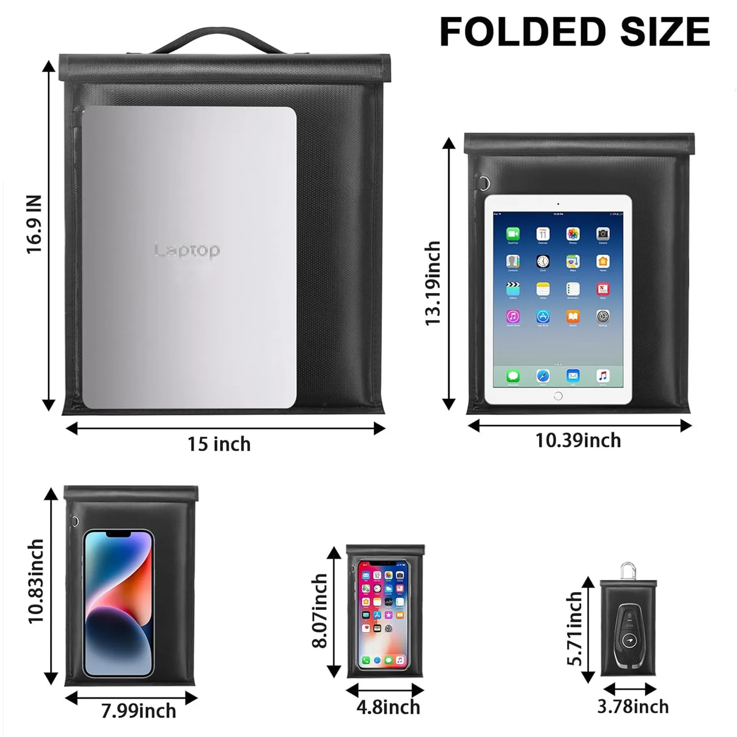 5 Pack WiFi NFC 5G EMF Signal Blocking Fireproof Faraday Bags Laptop Document Car Key Phone Pouch