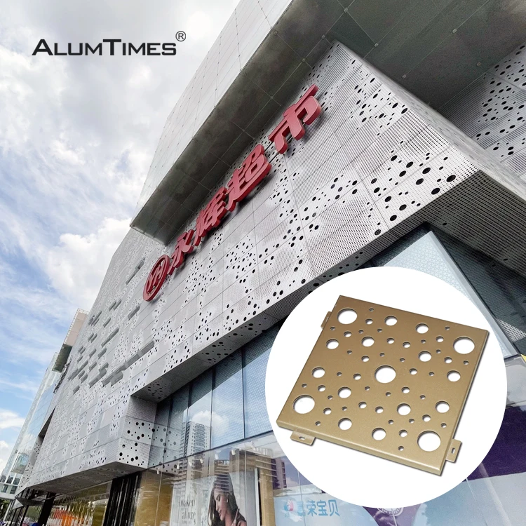 Alumtimes Exterior Decorative Laser Cut  Wall Aluminum Facade Panel for Curtain Wall with 3mm 4mm 6mm Balcony Perforated Panel