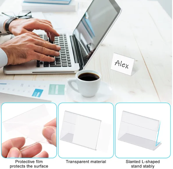 Custom  L Shape Transparent Acrylic Business Name Card Holder for Office