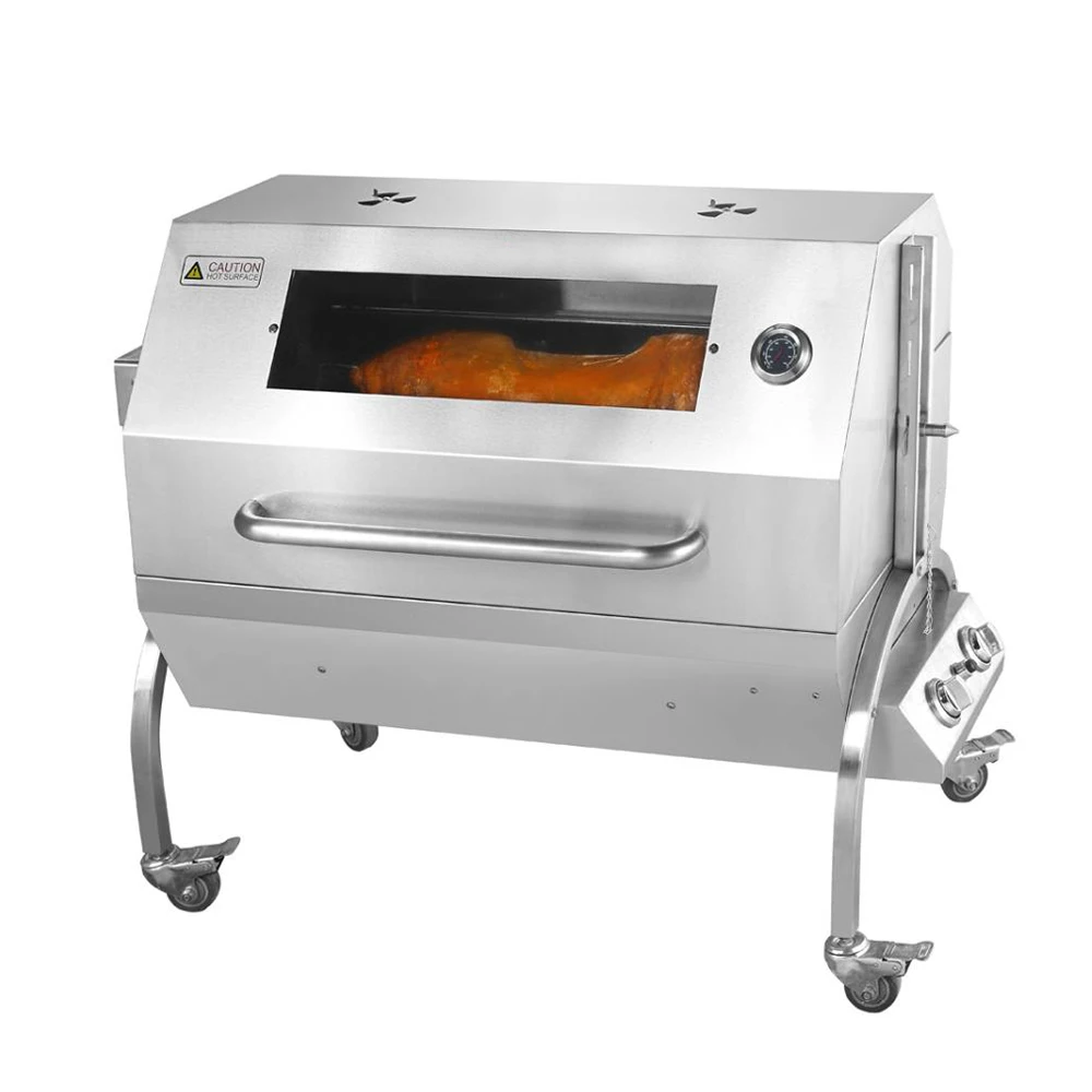 2024 Sell well factory big cooking area easy moving stainless steel motor gas or charcoal bbq grills for family garden party use