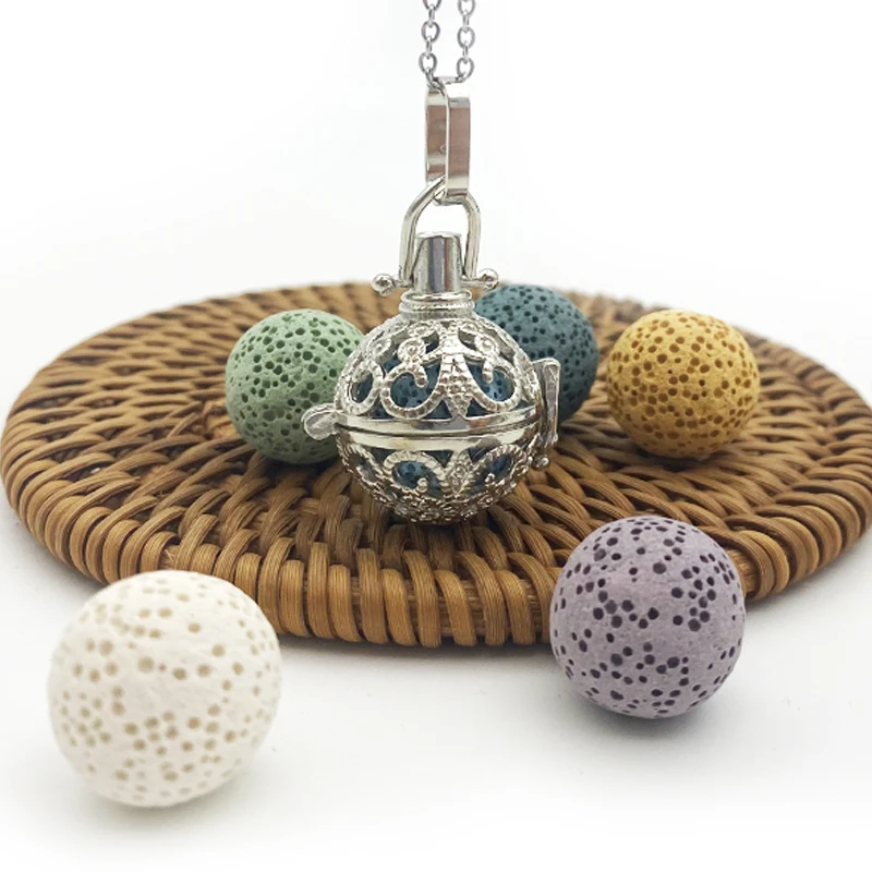 Stainless Steel Aromatherapy Essential Oil Diffuser Lava Necklace lava stone aromatherapy locket