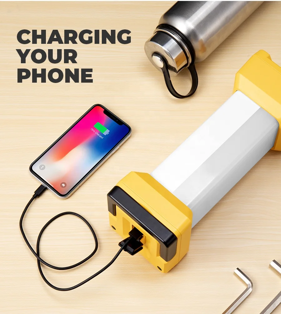 1100lm Мобильная наружная беспроводная Отдых на природе света Рыбалка дополнительным светом Аккумуляторная Регулируемая Настольная лампа с USB портом для зарядки телефона SOS