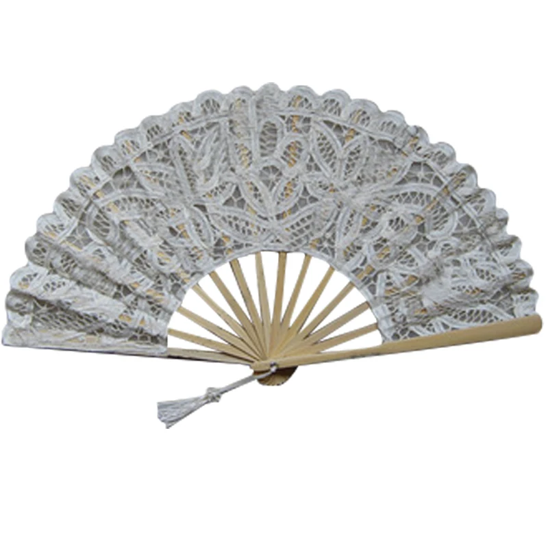 
Battenburg folk art vintage design lace wedding fan 