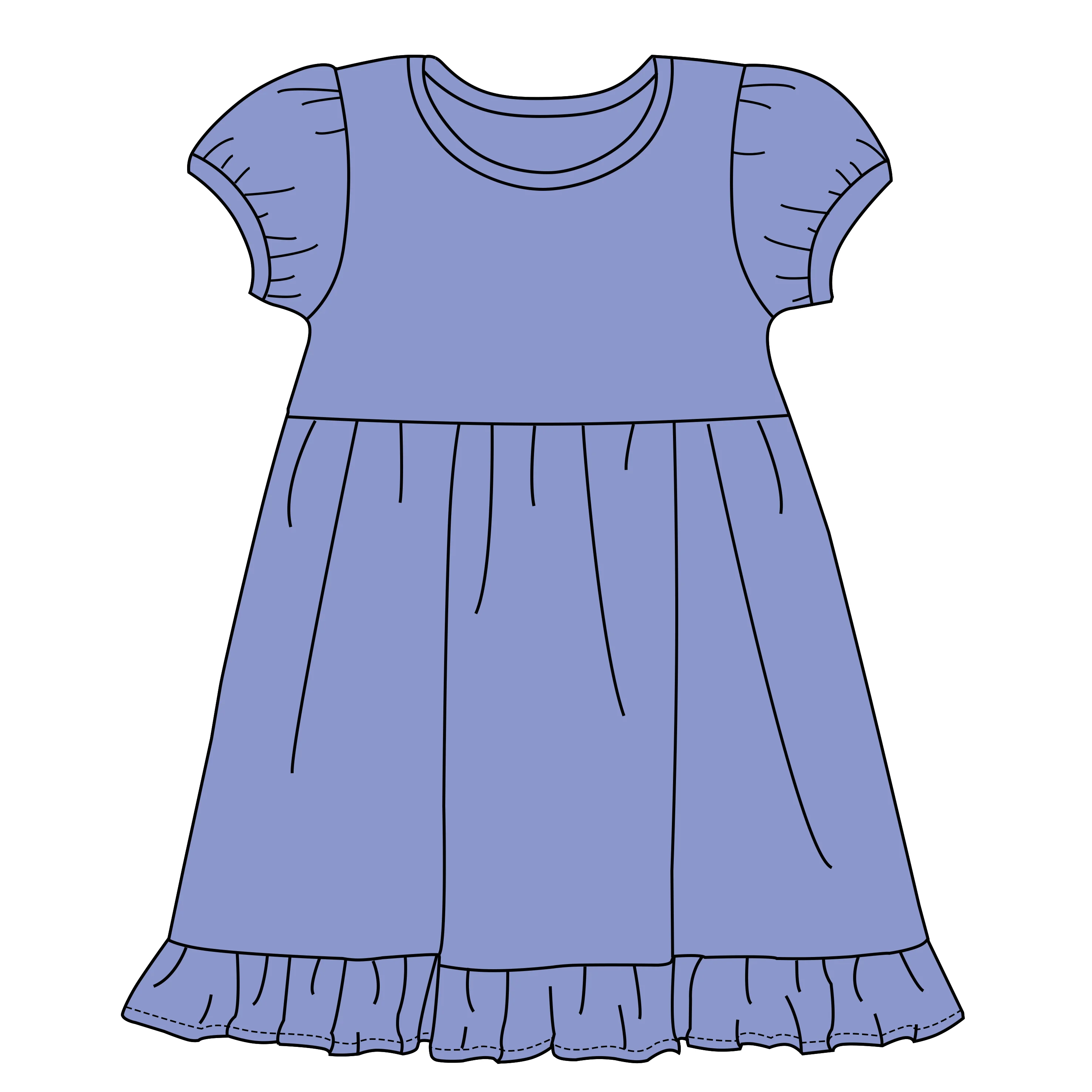 Wholesale Kids flower print 100% cotton puff sleeve little girls clothes causal dresses