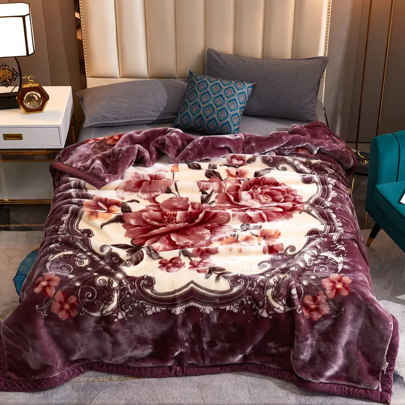 2023 Raschel Blanket Double Thick Double Warm Coral Single Bed Blanket For Winter 200*230CM 8KG