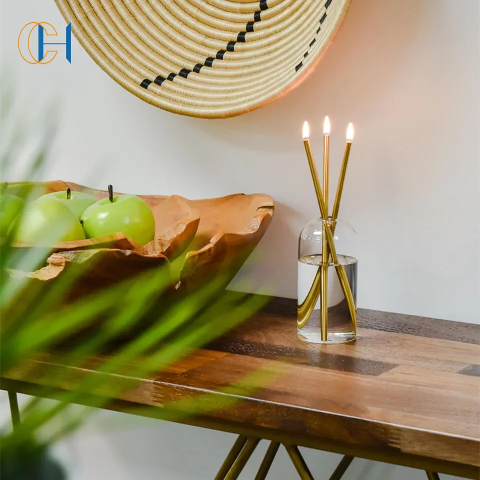 C&H Good Quality Room Dec Jar Custom Logo Custom Shape Liquid Smokeless Metal Stick Never Ending Everlasting Candles