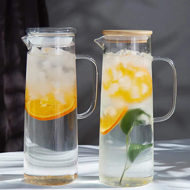 high borosilicate heat-resistant glass pot with bamboo lid